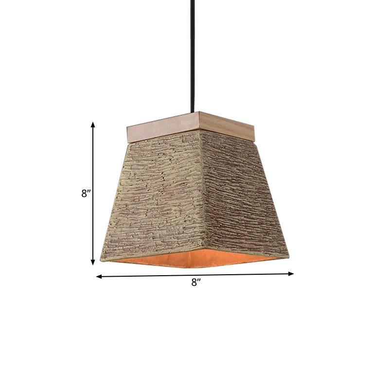 Marrone 1 lampadina illuminazione vintage cemento trapezoide lampada sospesa con top in legno