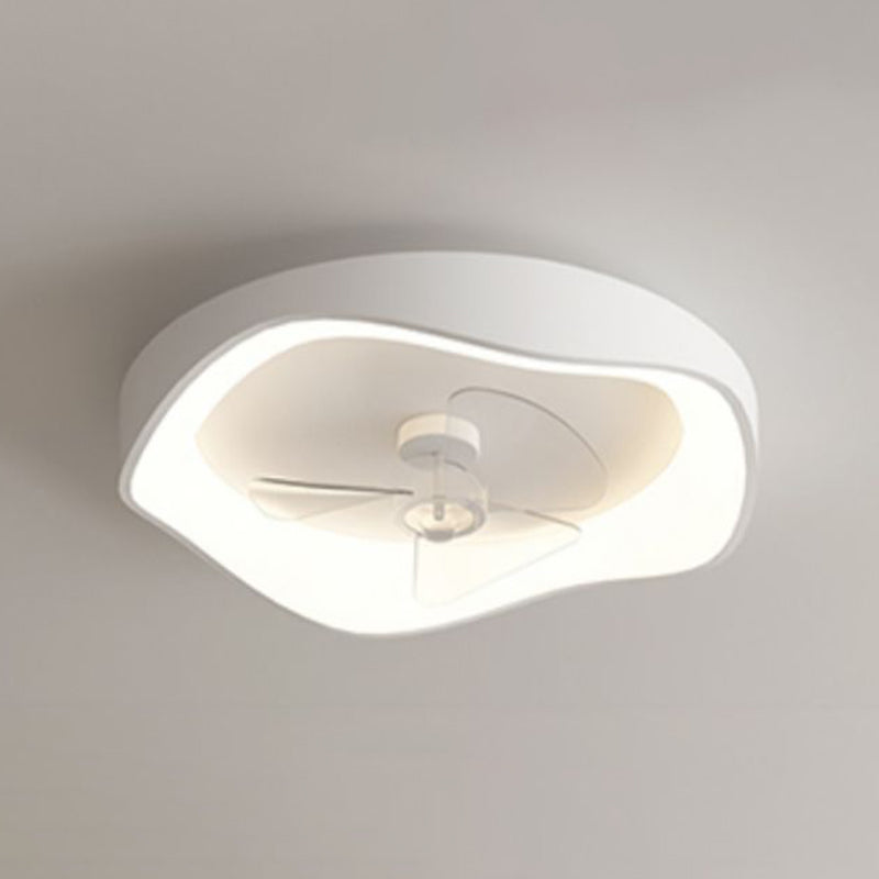 Geometric Shape Metal Ceiling Fans Modern Style 1 Light Flush Ceiling Fan in White