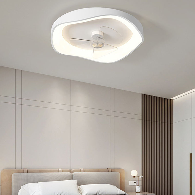 Geometric Shape Metal Ceiling Fans Modern Style 1 Light Flush Ceiling Fan in White