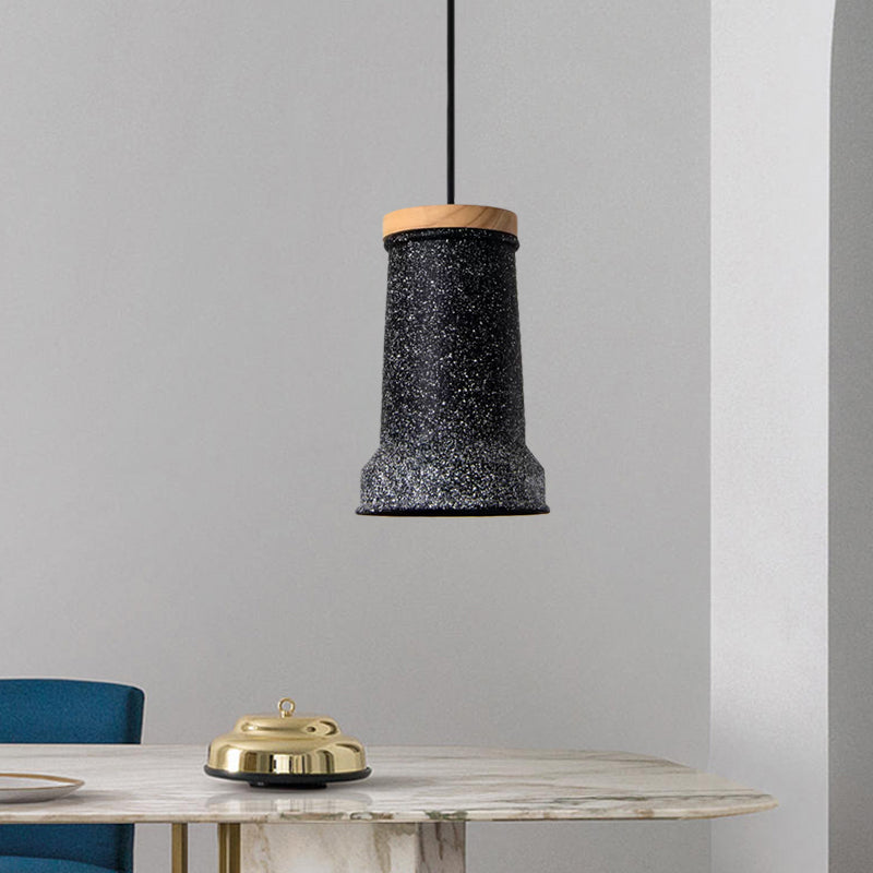 Black/Grey/White Cylinder Hanging Light Industrial Cement 1-Head Restaurant Pendant Lamp Fixture