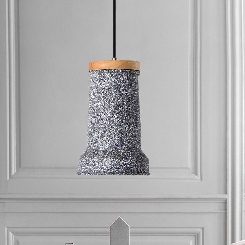 Black/Grey/White Cylinder Hanging Light Industrial Cement 1-Head Restaurant Pendant Lamp Fixture