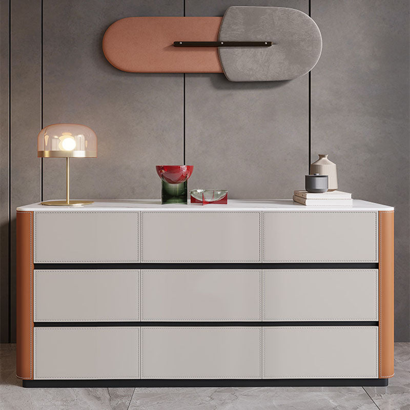 Contemporary Side Board Stone Storage Sideboard Buffet with Drawers for Dining Room