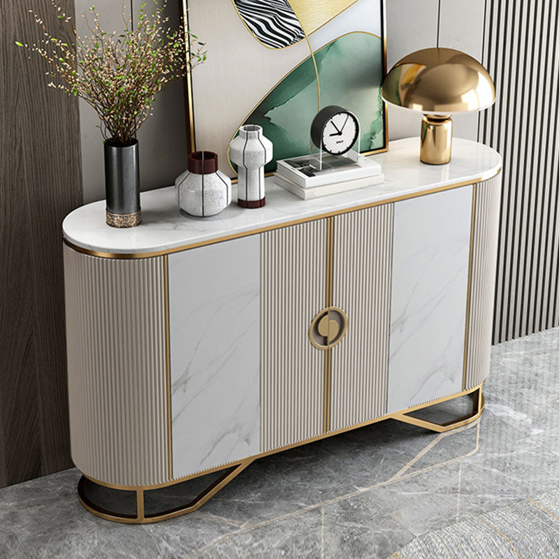 Glam Buffet Table Stone Sideboard Table with Doors for Dining Room