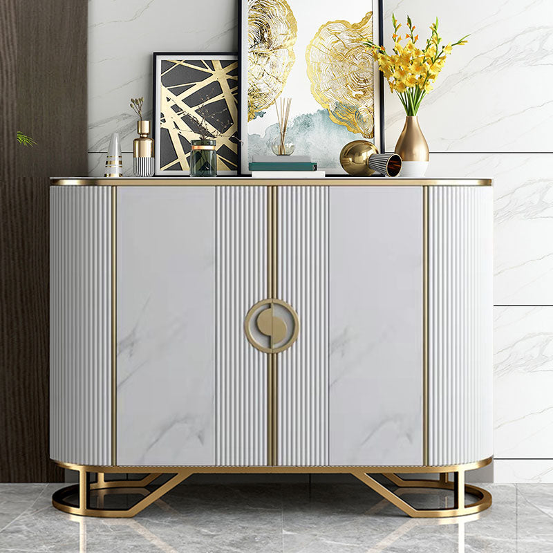 Glam Buffet Table Stone Sideboard Table with Doors for Dining Room