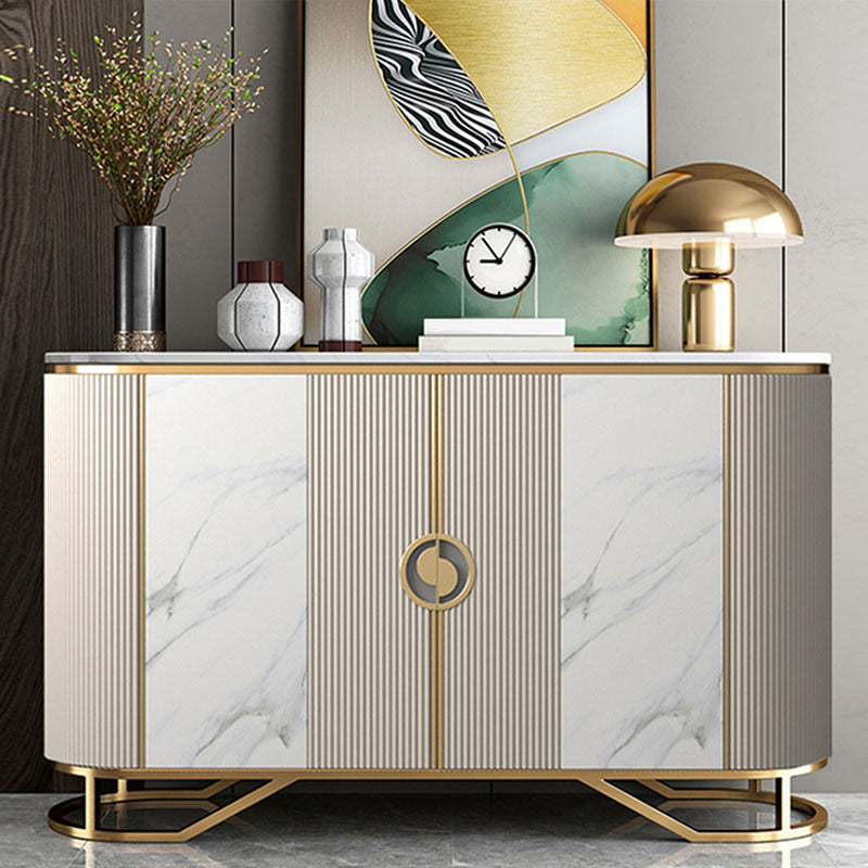 Glam Buffet Table Stone Sideboard Table with Doors for Dining Room