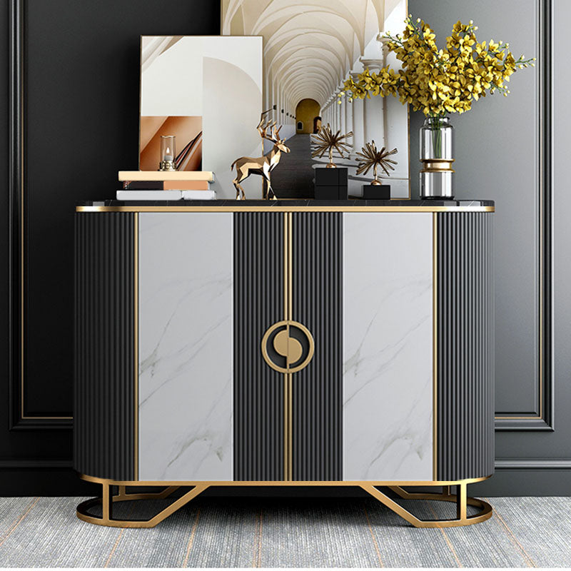 Glam Buffet Table Stone Sideboard Table with Doors for Dining Room