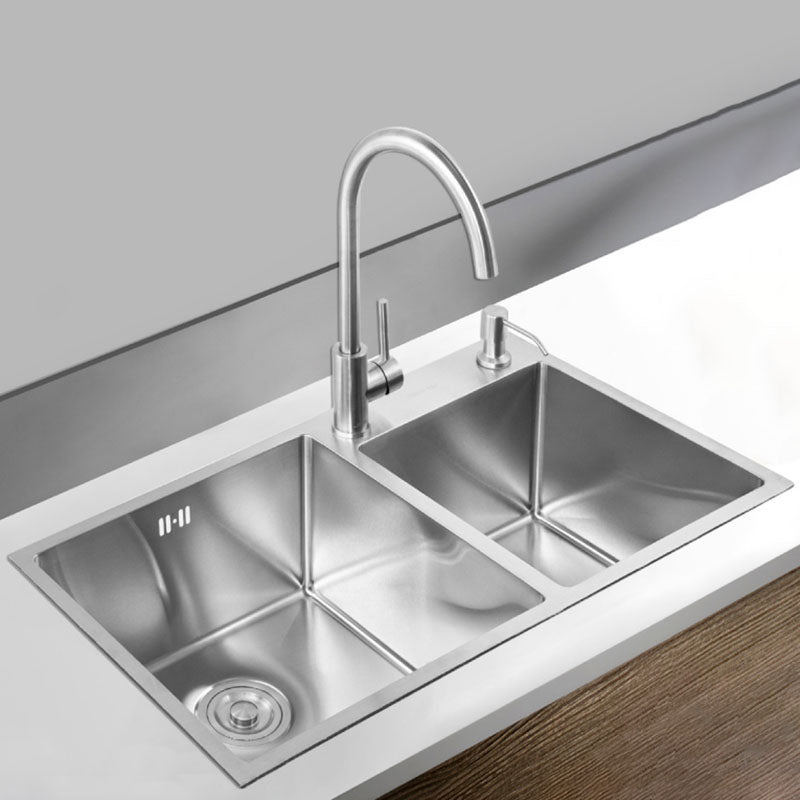 Stainless Steel Kitchen Sink Contemporary Double Bowl Kitchen Sink