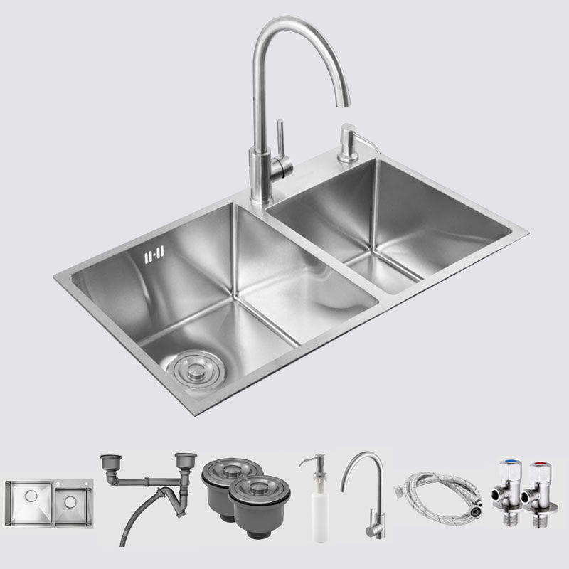 Stainless Steel Kitchen Sink Contemporary Double Bowl Kitchen Sink