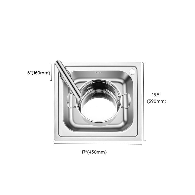 Single Bowl Kitchen Sink Stainless Steel Rectangle Sink with Drain Assembly