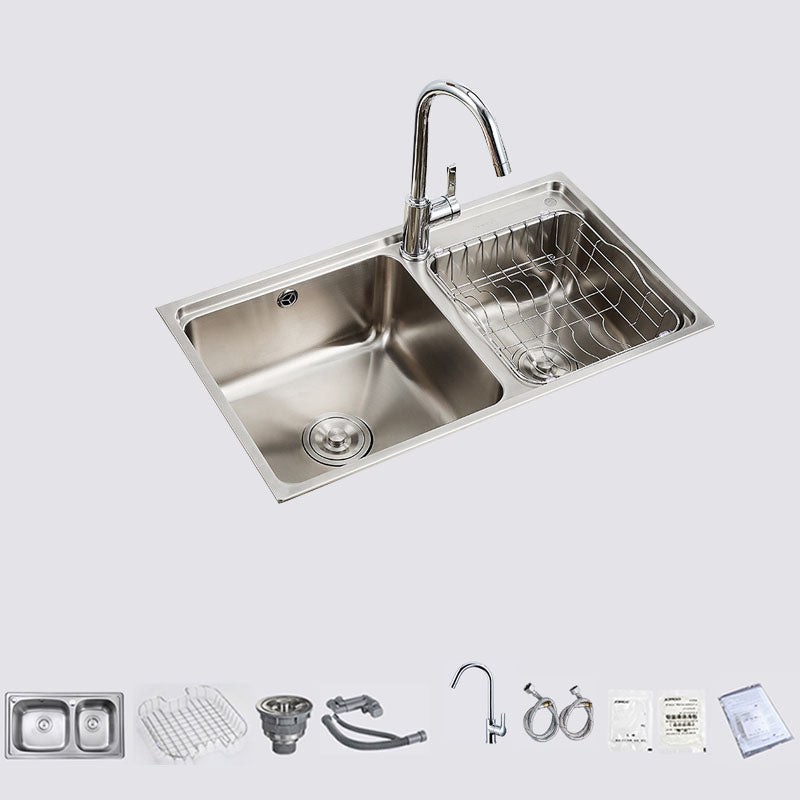 Stainless Steel Kitchen Sink Double Bowl Kitchen Sink with Drain Assembly