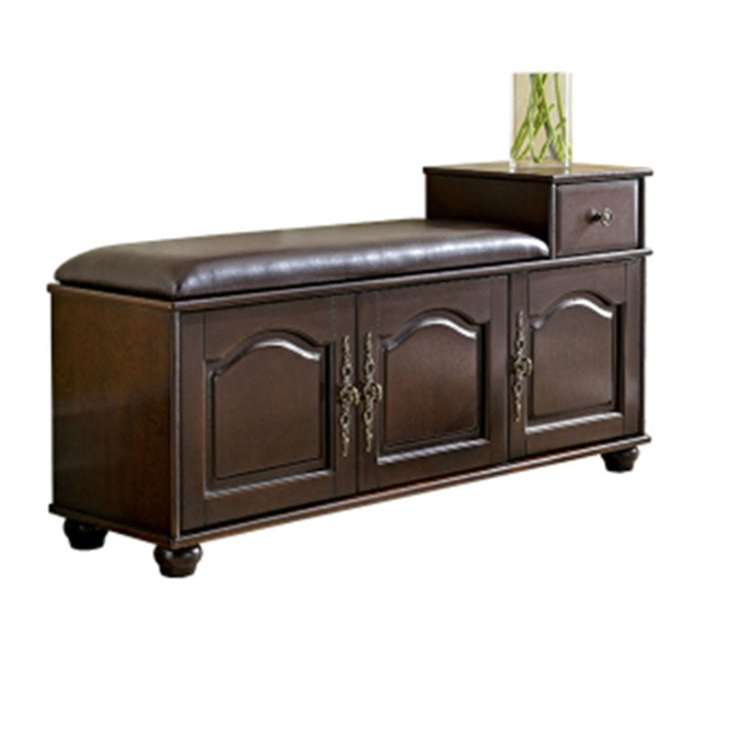 Traditional Entryway Bench Solid Wood Bench with Upholstered , 13.65 Inch W