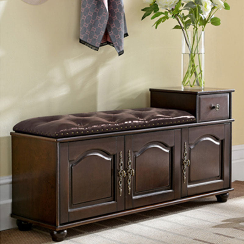 Traditional Entryway Bench Solid Wood Bench with Upholstered , 13.65 Inch W