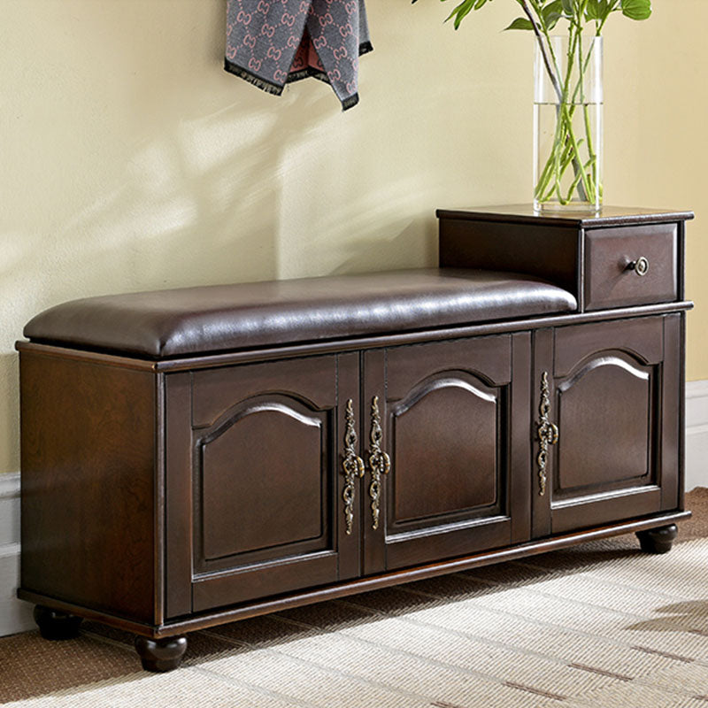 Traditional Entryway Bench Solid Wood Bench with Upholstered , 13.65 Inch W