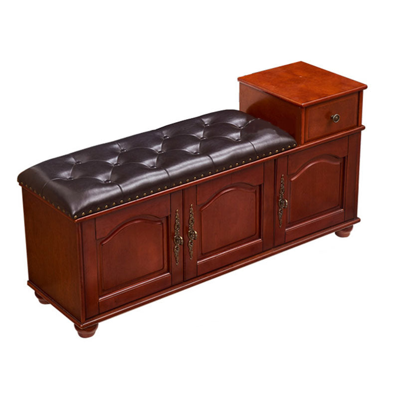 Traditional Entryway Bench Solid Wood Bench with Upholstered , 13.65 Inch W