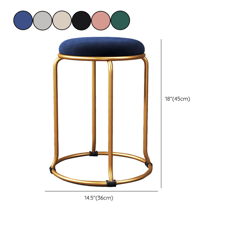 Glam Round Chair Ottoman Plain Velvet Metal Frame Scratch Sherpa Pouf