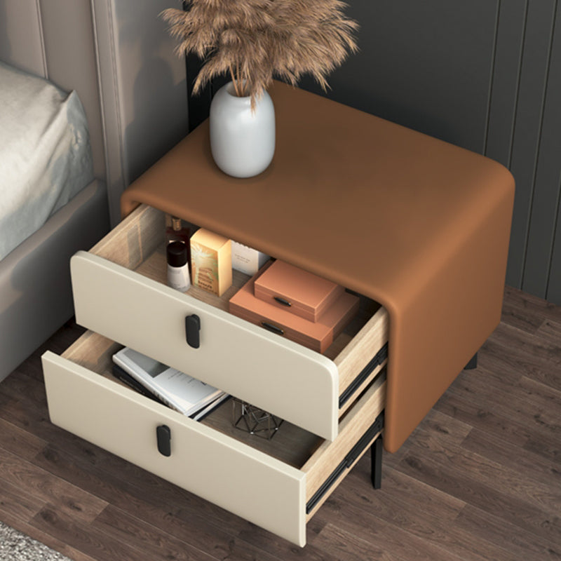 Modern Flat Top Kids Nightstand Pine Nightstands with 2 Drawers