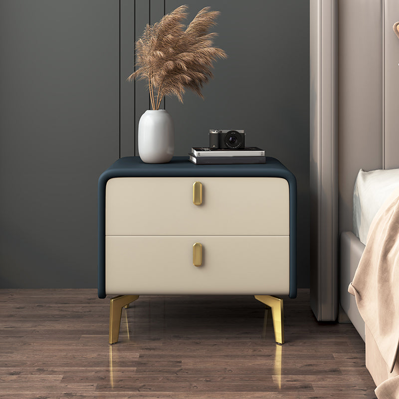 Modern Flat Top Kids Nightstand Pine Nightstands with 2 Drawers