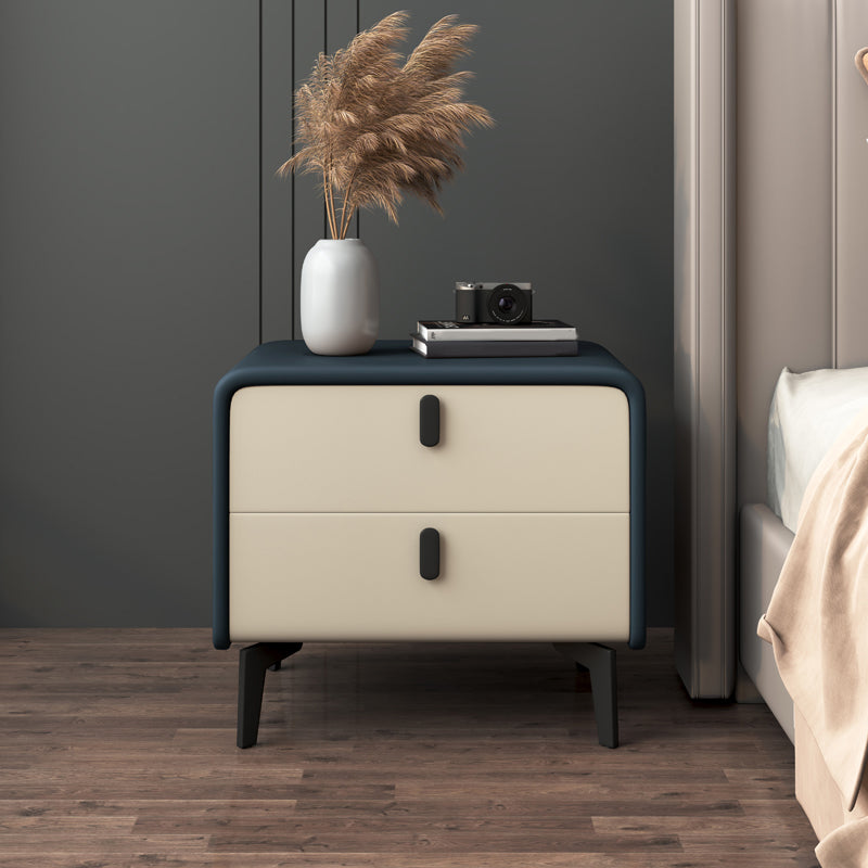 Modern Flat Top Kids Nightstand Pine Nightstands with 2 Drawers