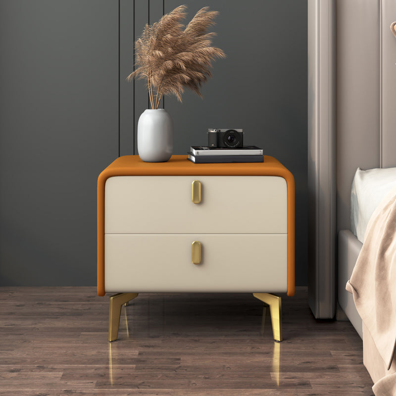 Modern Flat Top Kids Nightstand Pine Nightstands with 2 Drawers