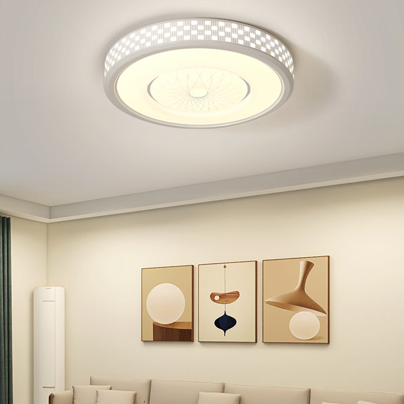 White Ceiling Light Fixture Modernism Round LED Flush Mount for Bedroom