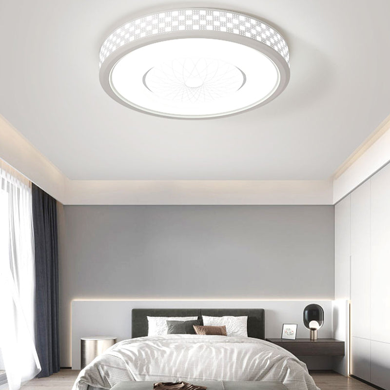 White Ceiling Light Fixture Modernism Round LED Flush Mount for Bedroom