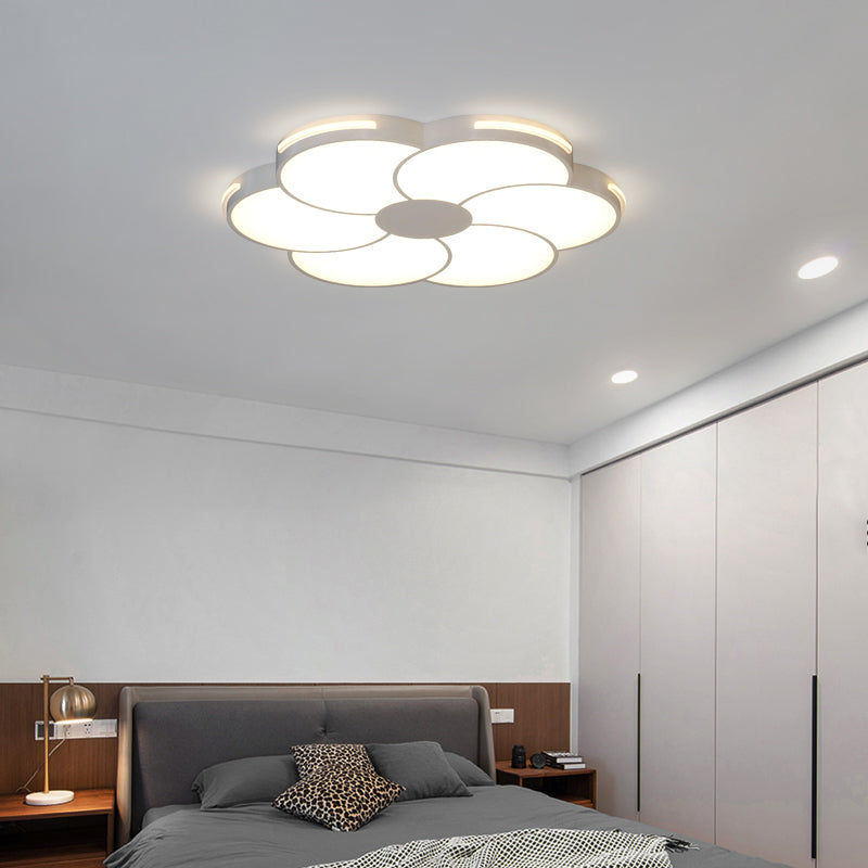 White Flower Ceiling Light Fixture Modernism LED Flush Mount for Bedroom