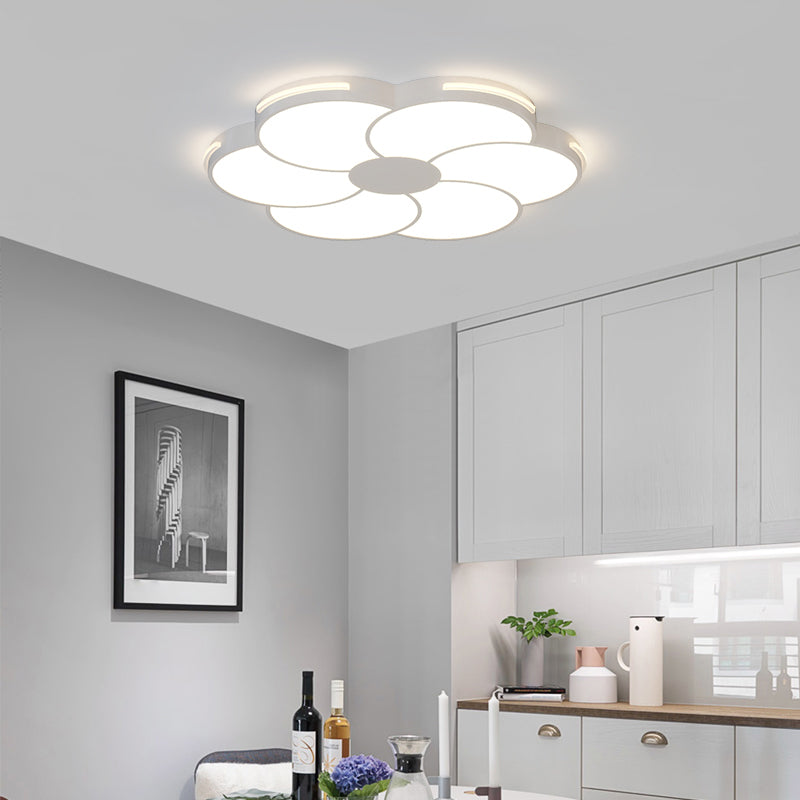 White Flower Ceiling Light Fixture Modernism LED Flush Mount for Bedroom