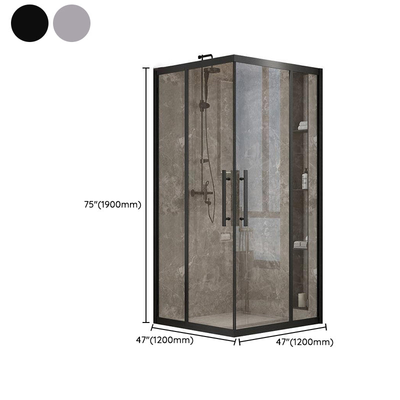 Framed Double Sliding Shower Enclosure Square Matt Black Shower Enclosure