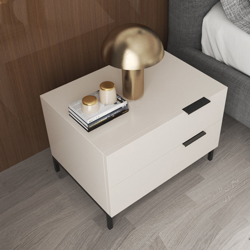 Contemporary Night Table Faux Wood Bedside Cabinet with Drawers