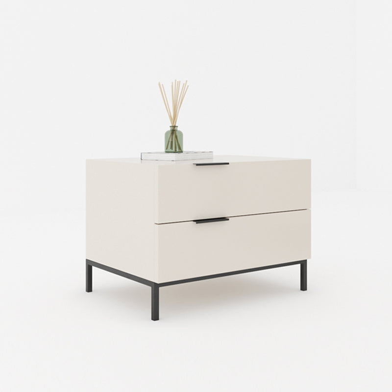 Contemporary Night Table Faux Wood Bedside Cabinet with Drawers