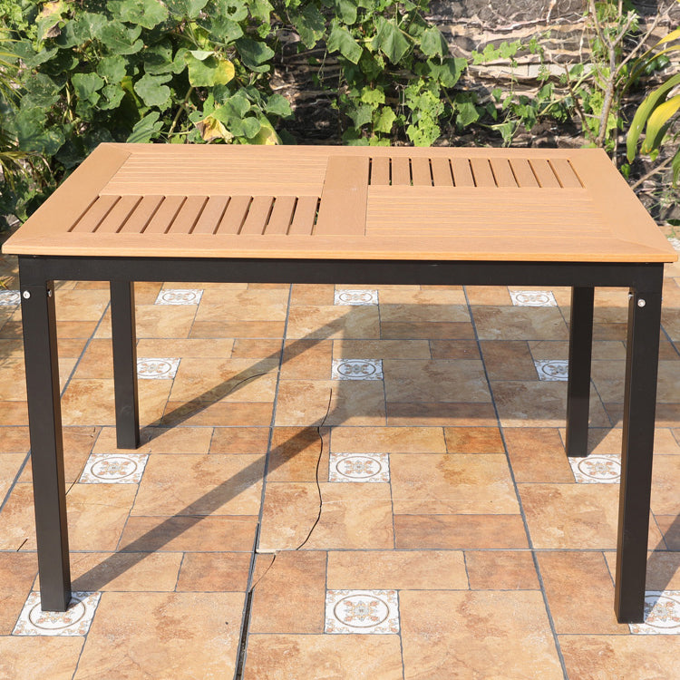 Manufactured Wood Dining Table Modern Outdoor Patio Table with Black Base