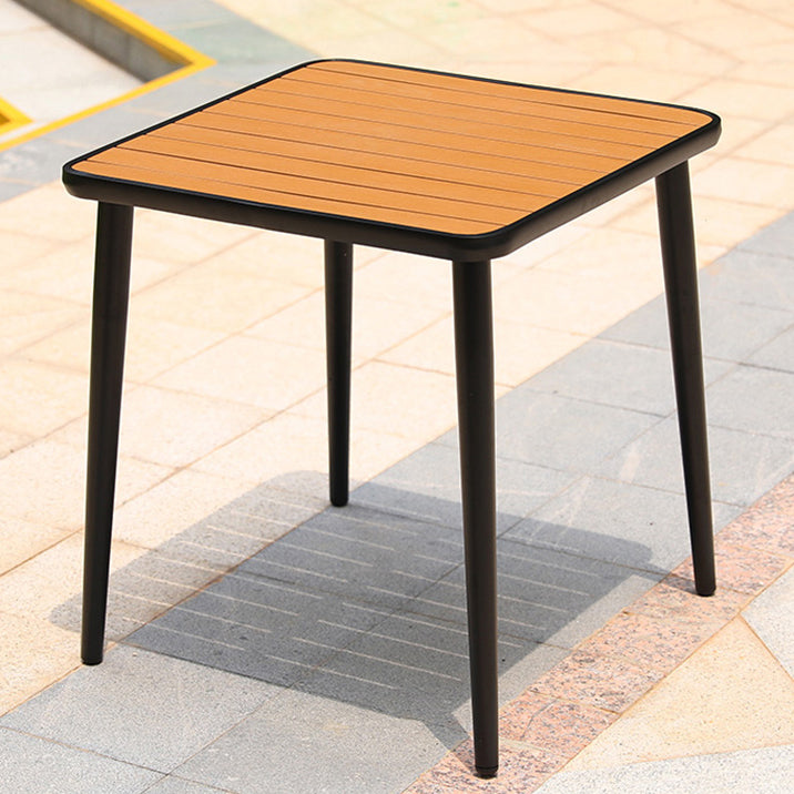 Manufactured Wood Dining Table Modern Outdoor Patio Table with Black Base