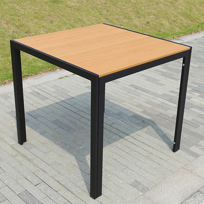 Manufactured Wood Dining Table Modern Outdoor Patio Table with Black Base