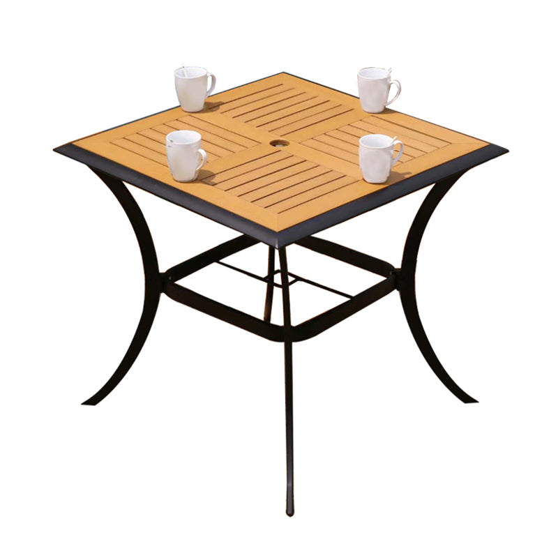 Manufactured Wood Dining Table Modern Outdoor Patio Table with Black Base