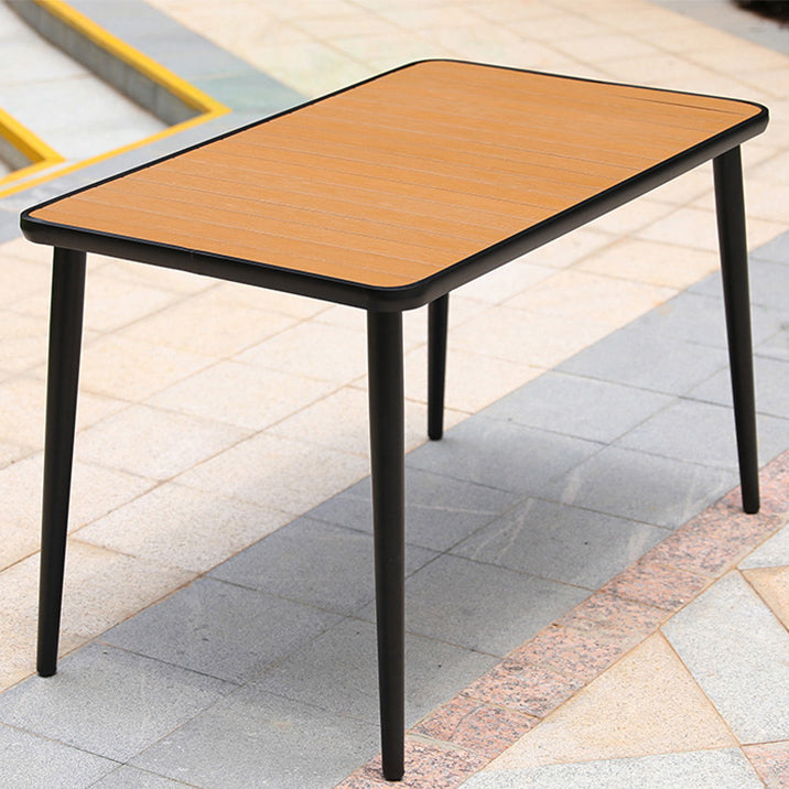 Manufactured Wood Dining Table Modern Outdoor Patio Table with Black Base