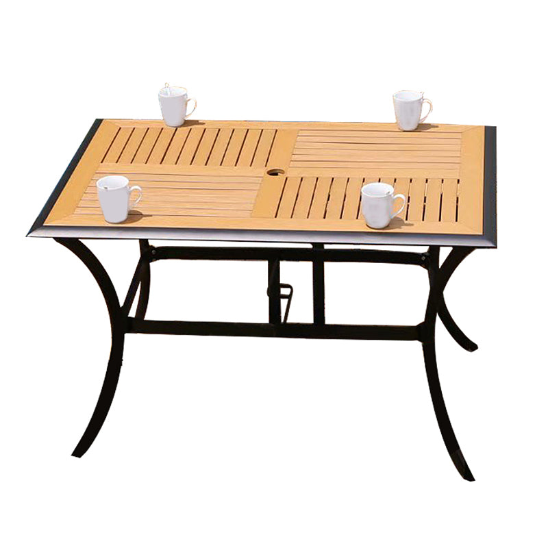 Manufactured Wood Dining Table Modern Outdoor Patio Table with Black Base