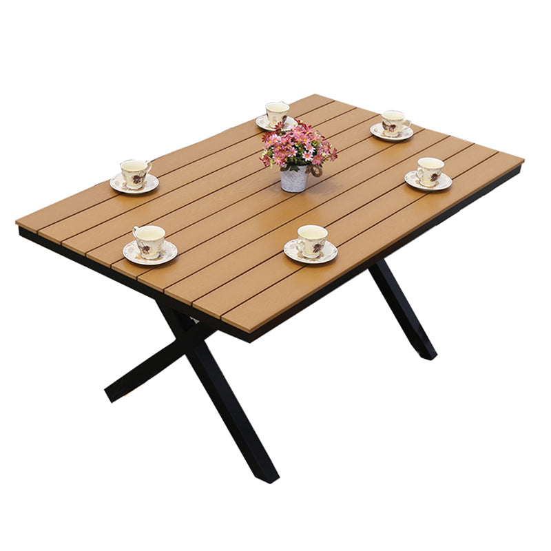 Manufactured Wood Dining Table Modern Outdoor Patio Table with Black Base