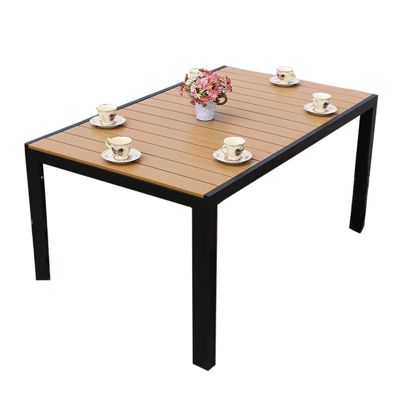 Manufactured Wood Dining Table Modern Outdoor Patio Table with Black Base