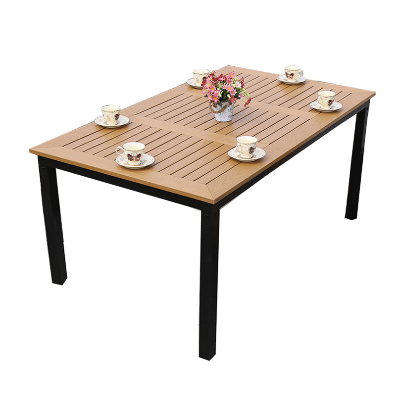 Manufactured Wood Dining Table Modern Outdoor Patio Table with Black Base