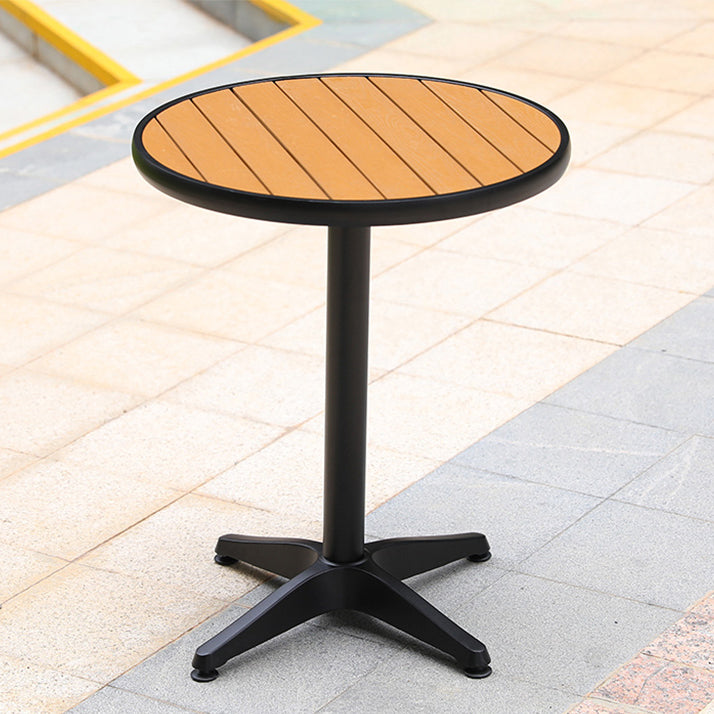 Manufactured Wood Dining Table Modern Outdoor Patio Table with Black Base