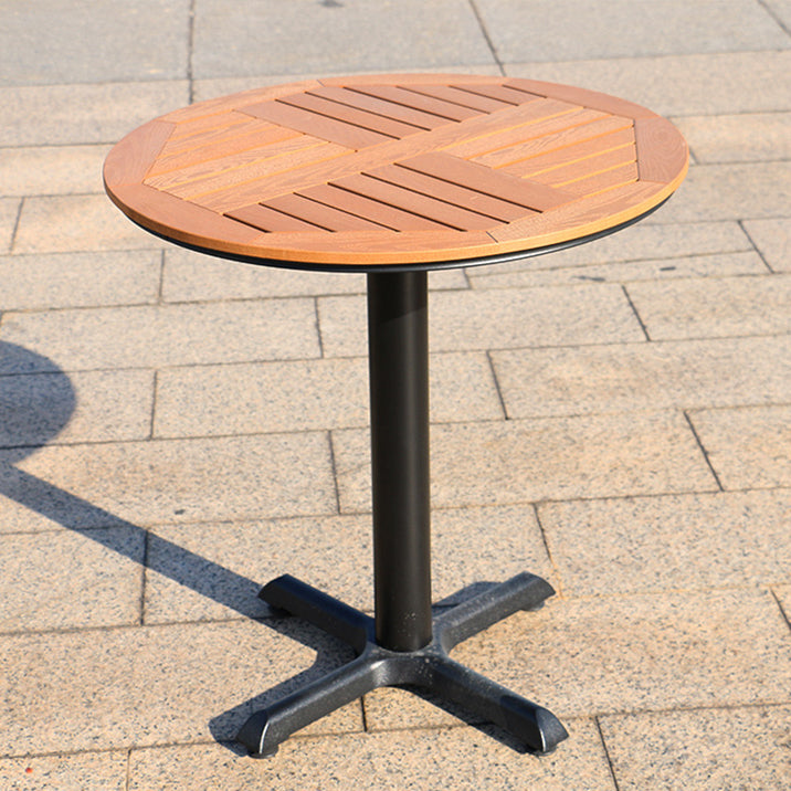 Manufactured Wood Dining Table Modern Outdoor Patio Table with Black Base