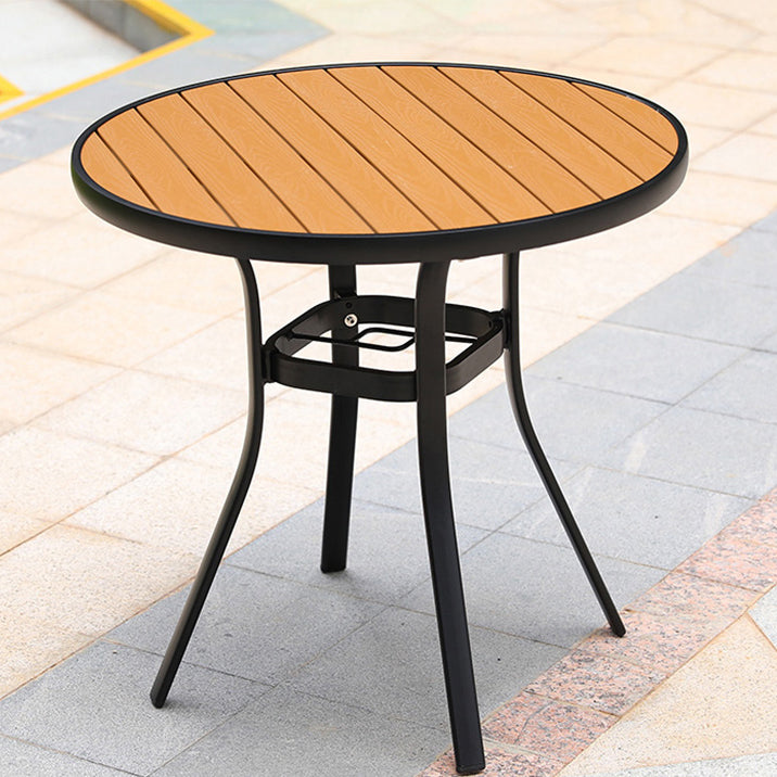 Manufactured Wood Dining Table Modern Outdoor Patio Table with Black Base