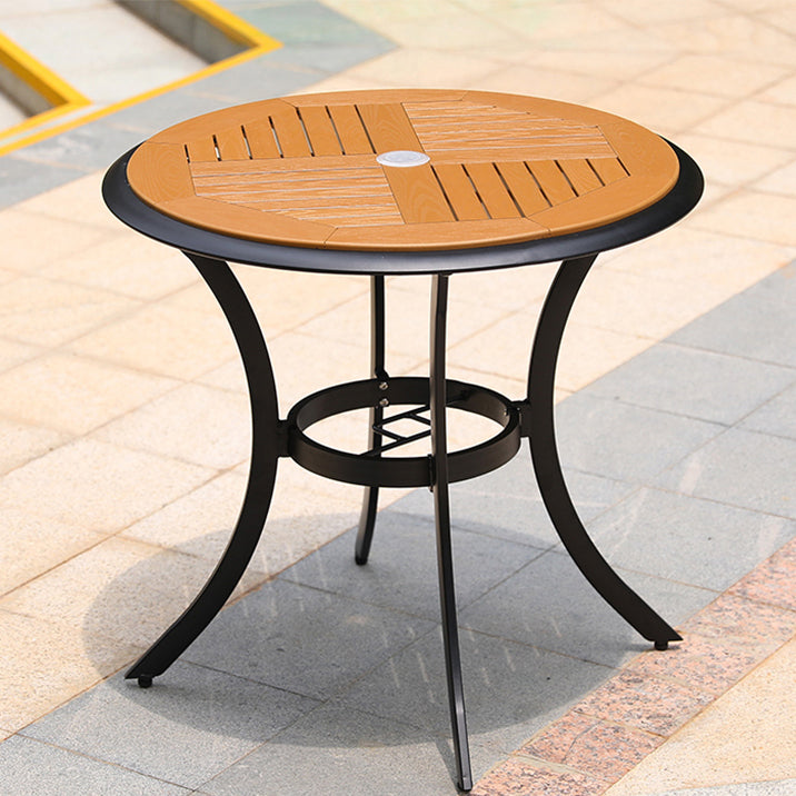 Manufactured Wood Dining Table Modern Outdoor Patio Table with Black Base