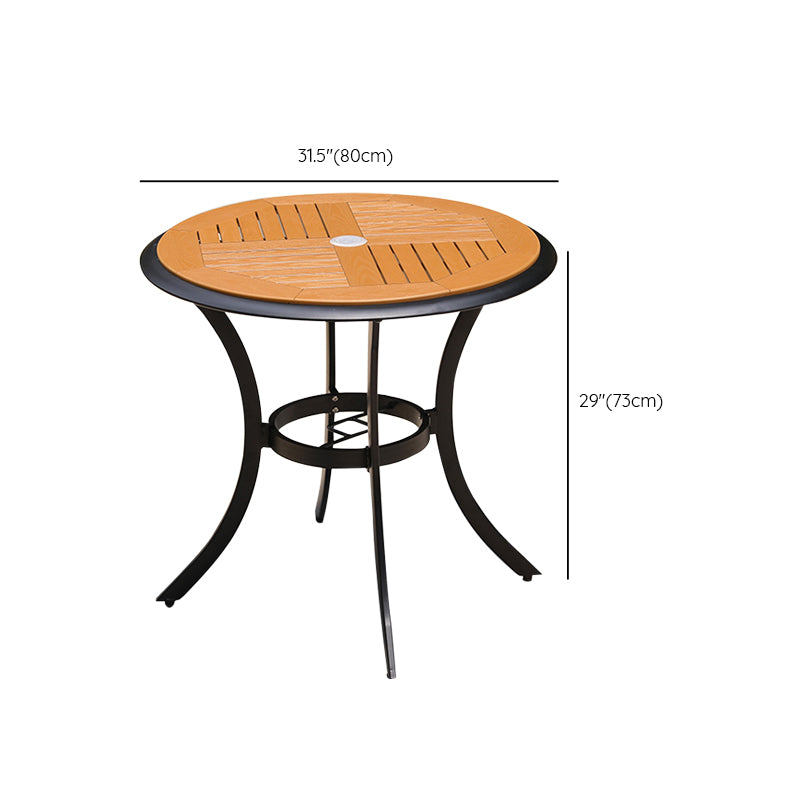 Manufactured Wood Dining Table Modern Outdoor Patio Table with Black Base