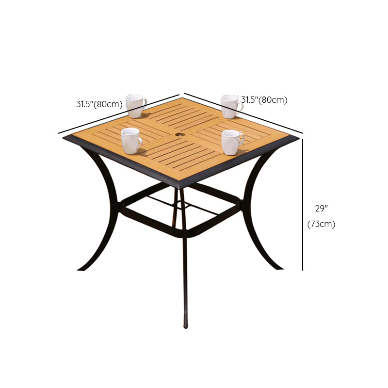 Manufactured Wood Dining Table Modern Outdoor Patio Table with Black Base