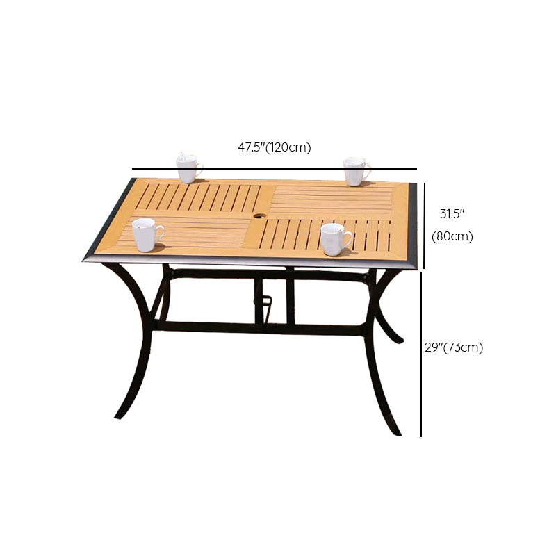 Manufactured Wood Dining Table Modern Outdoor Patio Table with Black Base