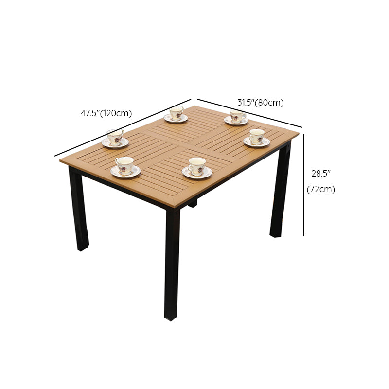 Manufactured Wood Dining Table Modern Outdoor Patio Table with Black Base