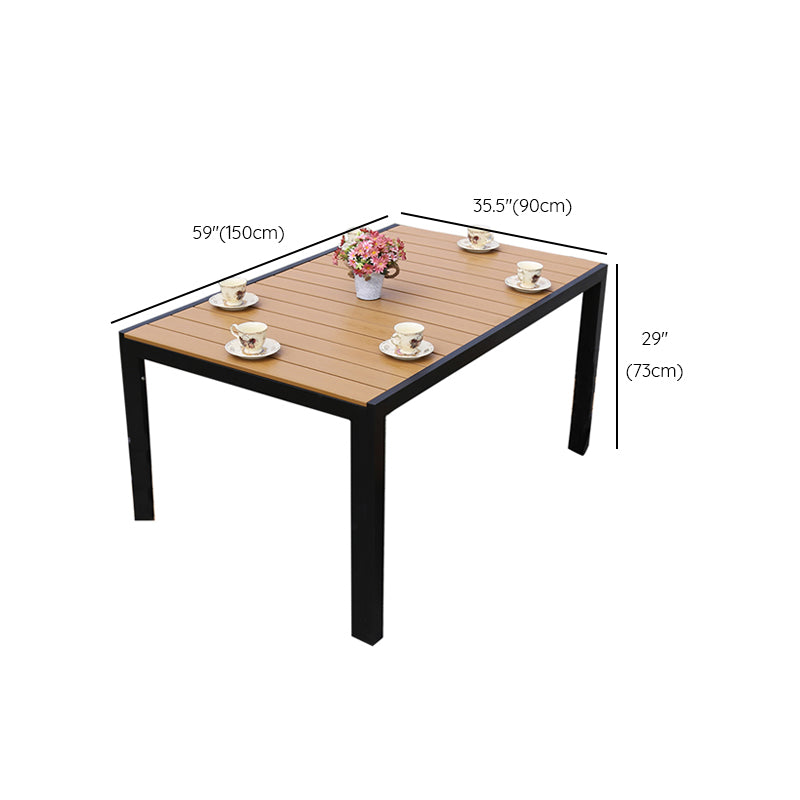 Manufactured Wood Dining Table Modern Outdoor Patio Table with Black Base