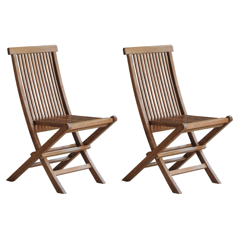 Modern Patio Dining Chair Solid Wood Natural Armles Folding Outdoor Bistro Chairs