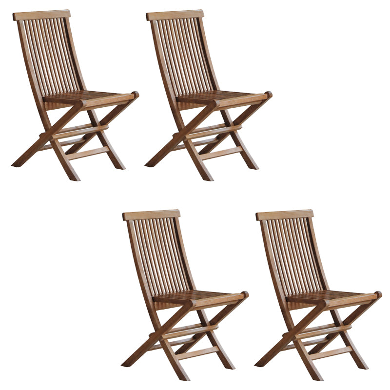 Modern Patio Dining Chair Solid Wood Natural Armles Folding Outdoor Bistro Chairs